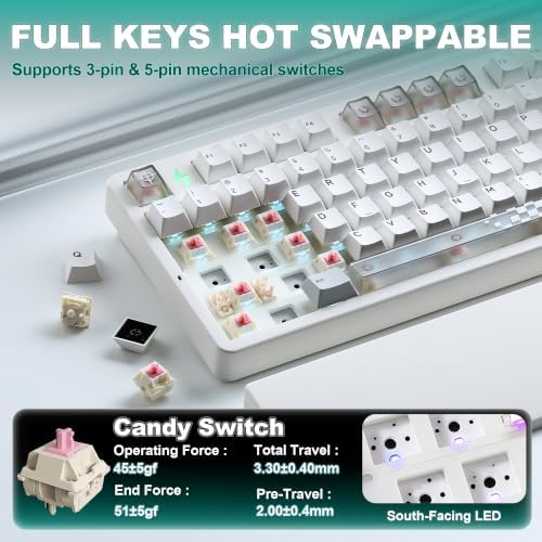 YUNZII AL98 PRO Aluminum Wireless Mechanical Keyboard(White,Candy Switch) - Image 5