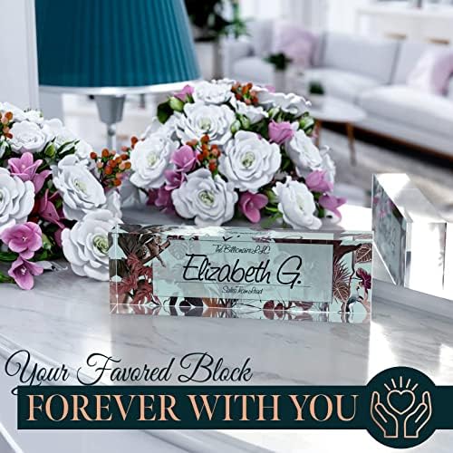 Desk Name Plate Personalized, Custom Name Plates for Desk, 2½/x8 Inches, Thick Crystal-Clear Acrylic, Gift Box, Office Desk Decor. USA Made by ACRYLUXE (Autumn) - Image 5