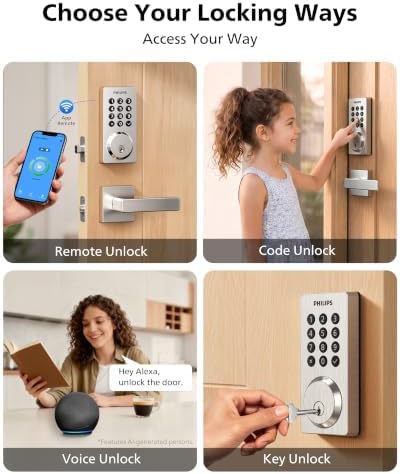 Philips WiFi Keypad Door Lock with Handle, App Control Smart Deadbolt Lock - Image 4