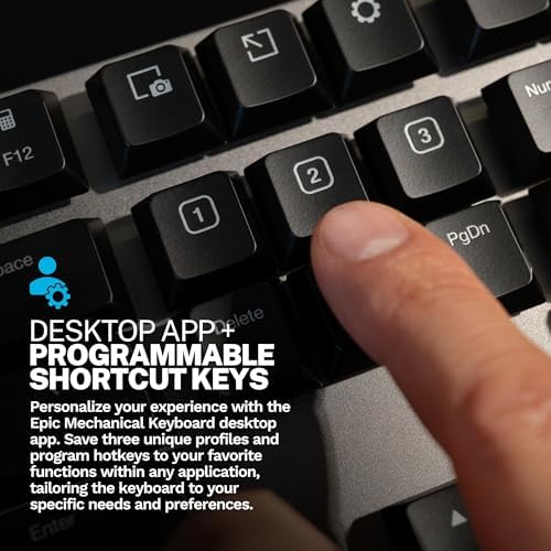 JLab Epic Mechanical Wireless Keyboard, Bluetooth or USB dongle, Multi-Device, Backlit, Media knob, Custom Profiles, Black - Image 6