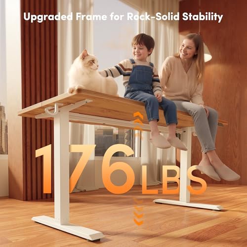 FEZIBO Standing Desk 55 × 24 Inch Electric Height Adjustable, Light Rustic - Image 4