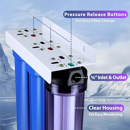 iSpring WCB32CKS+AHPF12MNPT12X2 Heavy Metals Whole House Water Filter System w/ 3/4'' Push-Fit Braided Stainless Steel Hose Connectors, Reduces Lead, Chloramine, PFAS, Chlorine, Sediment - Image 3