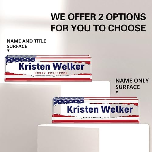 Custom Flag Name Plate for Desk, Desk Name Plate Personalized, Office Decor for Women Men, Acrylic Desktop Accessories, Office Appreciation Gifts for Boss Social Workers Nurse Teacher Employee (Flag A) - Image 2
