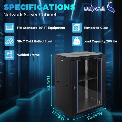 15U Wall Mount Rack, 450mm Deep Network Cabinet for Home Lab - Image 2