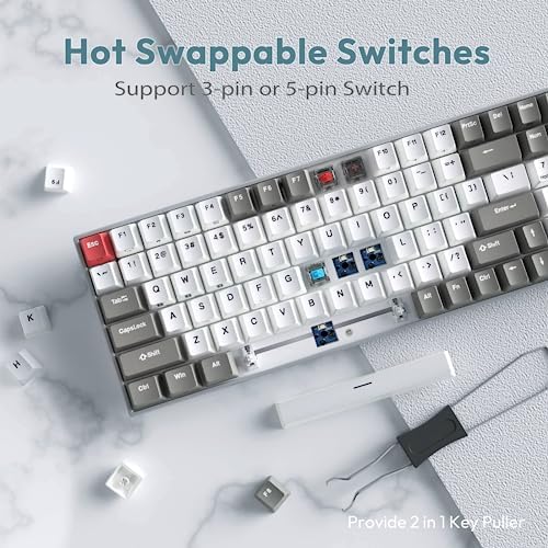 RK ROYAL KLUDGE RK100 Wireless Mechanical Keyboard RGB Backlit Bluetooth5.1/2.4G/Wired 96% Full Size 100-Key Hot Swappable Gaming Keyboard Brown Switch Classic - Image 3