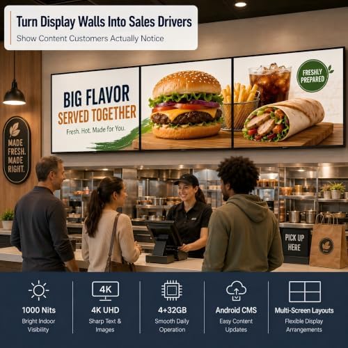 43" Wall-Mounted Digital Signage Display, 4K Menu Board - Image 3
