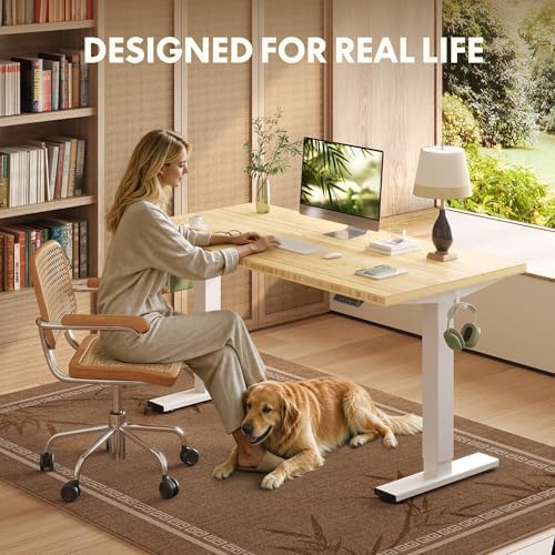 FLEXISPOT 48" x 24" Solid Bamboo Standing Desk, White Frame - Image 3