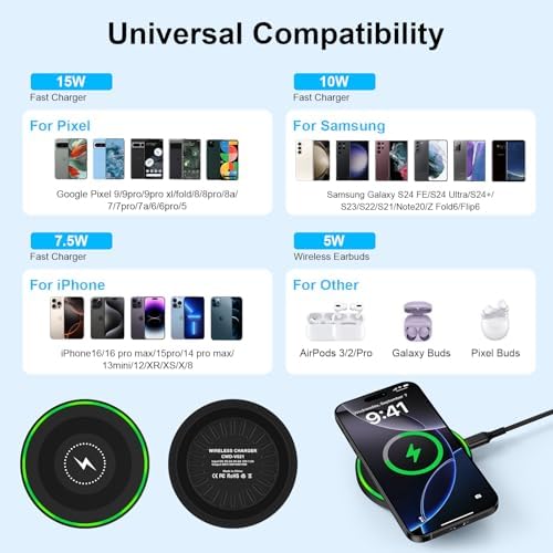 15W Wireless Charger for Motorola Fast Charging Pad for Moto G Power (2025) - Image 5