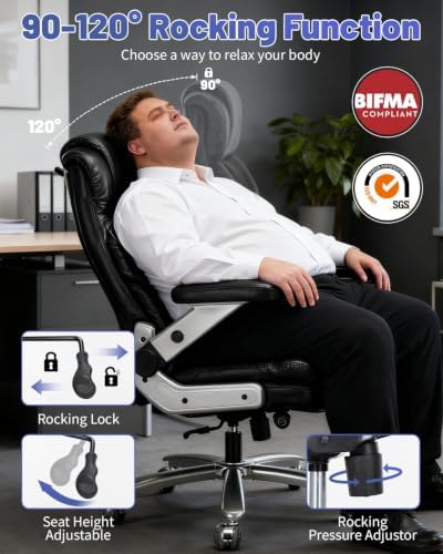800LBS Big and Tall Office Chair for Heavy People, Heavy Duty Executive Chair with High Back, Extra Wide Seat and Adjustable Lumbar, Large Computer Desk Chair Comfortable for Home Office - Image 4