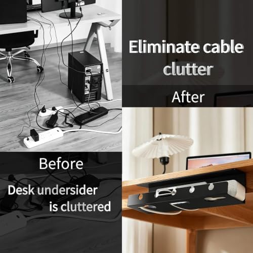 Ovanmexis Under Desk Cable Management Tray, White, 2-Pack - Image 5