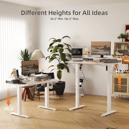 Seang Electric Standing Desk with 2 Drawers, 48 Inch, White - Image 6