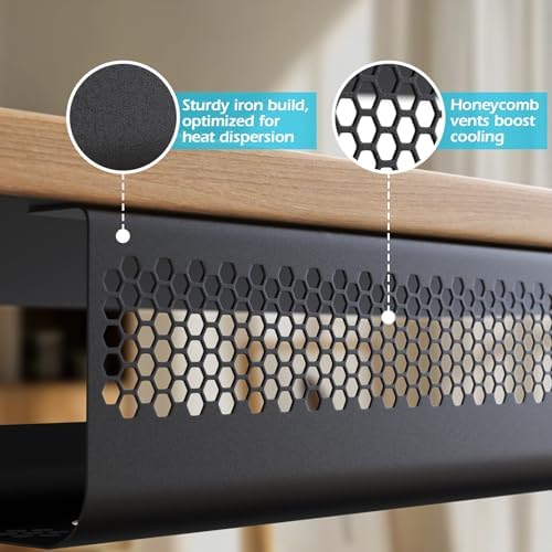 KHAMAL Cable Management Under Desk 26PCS - Cable Management Tray Kit Ventilated Hexagonal Design with Cable Clips, Wire Ties, Cord Holder & Screws for Office, Home (Black) - Image 2