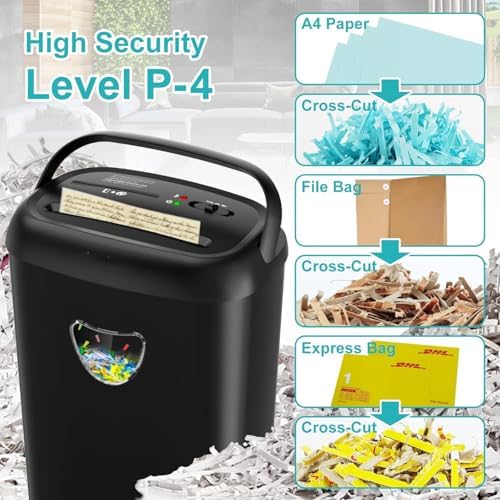 14 Sheet Cross Cut Paper Shredder, Heavy Duty Home Office Shredder with 6.6 Gallon Basket, P-4 Security Level, Jam Proof Design for Home and Office - Image 3