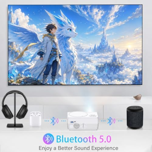 Full HD WiFi Bluetooth Projector Built in DVD Player, 12000LM 1080P Supported, Portable Mini DVD Projector for Outdoor Movies, 250" Home Theater, Compatible with iOS/Android/TV Stick/PS4/HDMI/USB/TF - Image 4