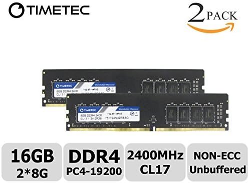 Timetec Hynix IC 16GB Kit(2x8GB) DDR4 2400MHz PC4-19200 Non ECC Unbuffered 1.2V CL16 2Rx8 Dual Rank 288 Pin UDIMM Desktop PC Computer Memory Ram Module Upgrade (16GB Kit (2x8GB)) by Timetec