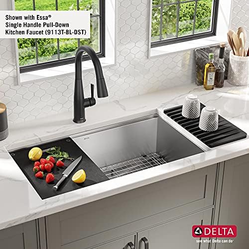 DELTA FAUCET DELTA Rivet 32-Inch Workstation Kitchen Sink Undermount 16 Gauge Stainless Steel Single Bowl with WorkFlow Ledge and Chef’s Kit of 6 Accessories, 95B931-32S-SS - Image 5