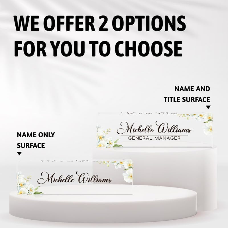 Desk Name Plate Personalized Name Plate for Desk, Office Desk Decor, 3D Style Personalized Plaque Name Plates for Desks Custom Appreciation Gifts for Boss Lady Employee Coworkers (Phalaenopsis Orchid) - Image 2