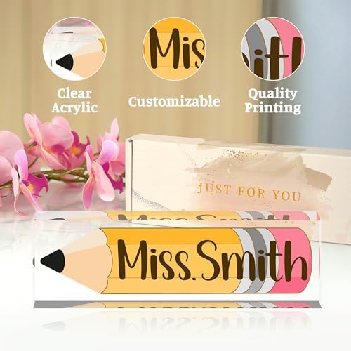 Teacher Name Plate for Desk, Acrylic Desk Name Plate Personalized Office Desk Decor, Teacher Appreciation Gifts Beast Teacher Gifts - Image 5