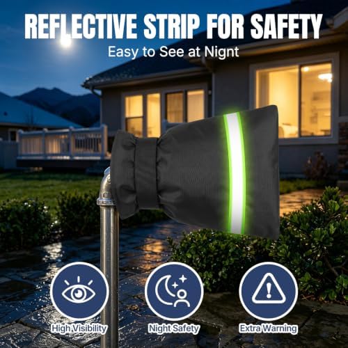 Outdoor Faucet Covers for Winter Freeze Protection, 2 Pack Thickened 8.66" H x 7.09" W Waterproof Hose Bib Covers with Reflective Strips, Reusable Insulated Spigot Socks - Image 4