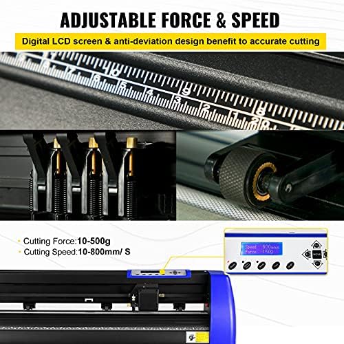 VEVOR Vinyl Cutter 28 Inch Vinyl Cutter Machine with 20 Blades Maximum Paper Feed 720mm Vinyl Plotter Cutter Machine with Sturdy Floor Stand Adjustable Force and Speed for Sign Making - Image 4