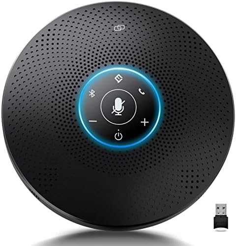 Bluetooth Speakerphone - eMeet M2 Max Professional Conference Speaker and 4 Directional Mics for up to 15 People Business Conference Calls High Volume Noise Reduction Daisy Chain Dongle Home Office by EMEET