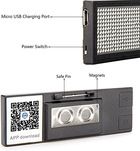 Bluetooth Led Name Badge, Wireless Rechargeable LED Name Tag Scrolling Message Display Programmable LED Signs with Magnet and Pin(Mixcolor) - Image 4