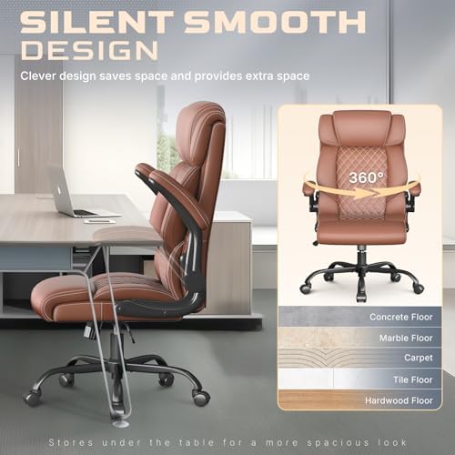 Office Chair, Executive High Back Big and Tall Office Chair,Brown - Image 4