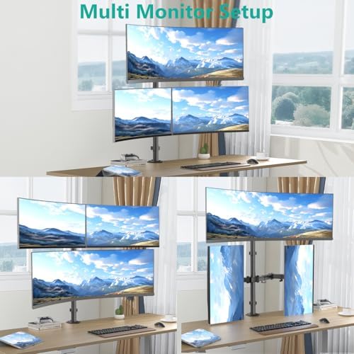 WALI Stacked Triple Monitor Mount for 49" Ultrawides and Dual 32" Monitors - Image 4