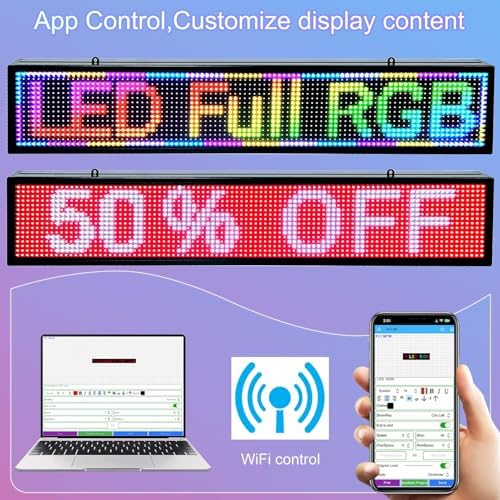 P10 Programmable Scrolling Led Sign Outdoor Signs For Businesse Custom Message Board Digita Display Advertising Screen Bar Word Light Wifi Control High Brightness Neon Sign 39"X8" - Image 5