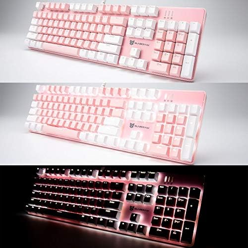 Merdia 104 Keys Full Size Mechanical Keyboard | Blue Switch, Pink & White Color 104 Keys US Layout Led Backlit Hot Swappable Wired Mechanical Light Up Pink Keyboard | Wired Gaming Computer Keyboards - Image 5