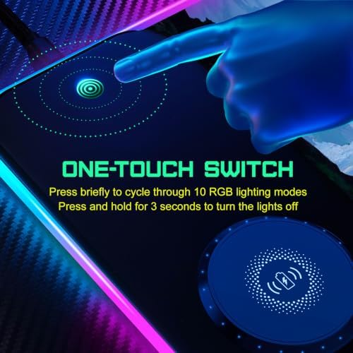 GIM 15W Wireless Charging RGB Gaming Mouse Pad, LED Mouse Pad 800x300x4MM, 10 Light Modes Extra Large Mousepad Non-Slip Rubber Base RGB Desk Mat for Gaming, MacBook, PC, Laptop, Desk (Planetary) - Image 5