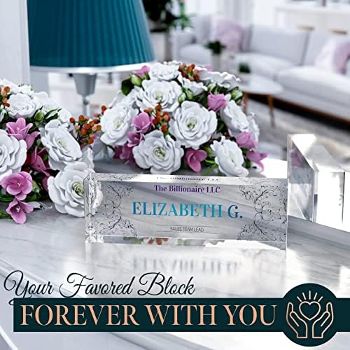 Desk Name Plate Personalized, Custom Name Plates 2½/x8 Inches, Thick Crystal-Clear Acrylic, Gift Box, Office Desk Decor. USA Made by ACRYLUXE (Belvedere) - Image 5
