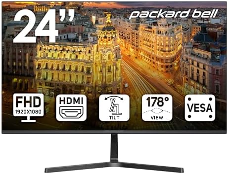 Packard Bell AirFrame 24 " FHD Monitor, 1920x1080, Ultrawide, VESA Mount Compatible, Tilt Adjustment, HDMI/VGA, Slim Bezel, for Home, Office, and Light Gaming by PackardBell