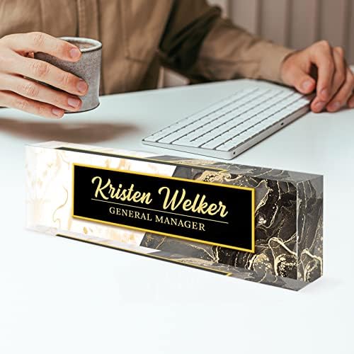 Desk Name Plate Personalized, Custom Name Plates for Desks, Personalized Acrylic Name Plate for Desk, Employee Appreciation Gifts, Office Gifts for Coworkers, Social Workers (White/Black/Gold Marble) - Image 5