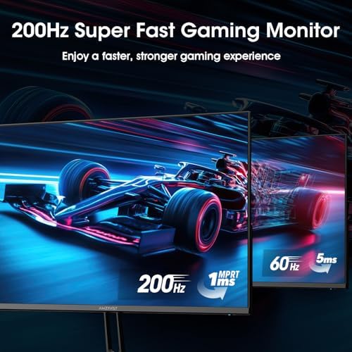 Amzfast 24 Inch Gaming Monitor 200Hz FHD 1080p Computer Monitor, 1ms Adaptive Sync, 3000:1, 129% sRGB, HDR Display, Eye Care, VESA 75x75, Metal Stand, HDMI 2.0 | DP 1.4, AMZG24X1 - Image 2