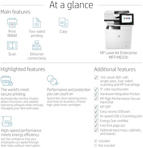 HP LaserJet Enterprise MFP M635h Monochrome All-in-One Printer with Built-in Ethernet & 2-Sided Printing (7PS97A), White - Image 2