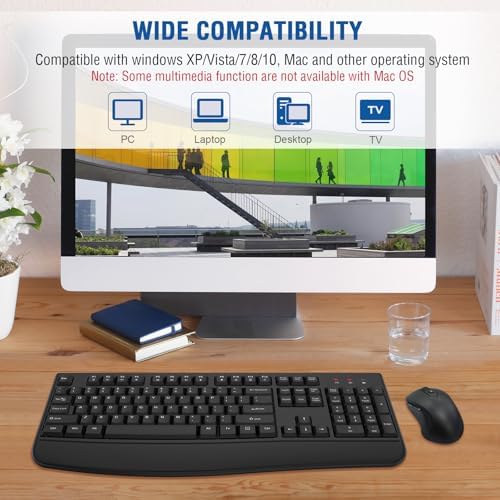Wireless Keyboard and Mouse Combo, EDJO 2.4G Full-Sized Ergonomic Computer Keyboard with Wrist Rest and 3 Level DPI Adjustable Wireless Mouse for Windows, Mac OS Desktop/Laptop/PC(8 Pack) - Image 7