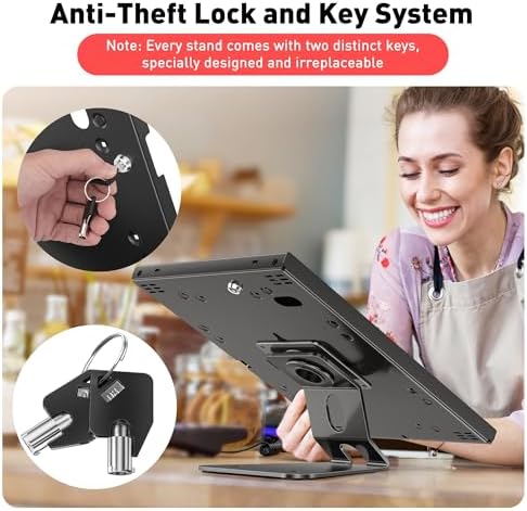 AboveTEK Anti-Theft Tablet Stand – iPad Locking & Security Stand, Countertop & Wall Mount POS Stand, 360° Swivel Kiosk Stand for iPad/iPad Air/iPad Pro – Ideal for Retail Business (Black) - Image 4