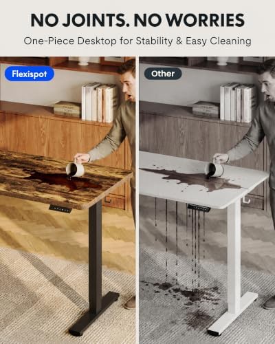 FLEXISPOT EN1 48"x24" One-Piece Standing Desk, Rustic (Black Frame) - Image 3