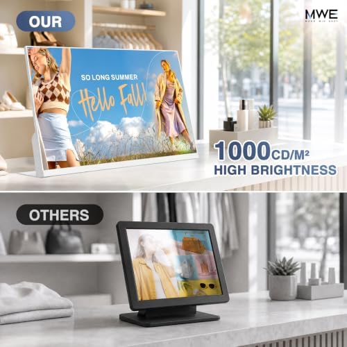 24 Inch Desktop Digital Signage Display, 1000-Nit FHD 1080P Android Countertop Digital Menu Board with Built-In CMS, WiFi, Dual USB and Scheduled Playback for Restaurants and Retail - Image 2