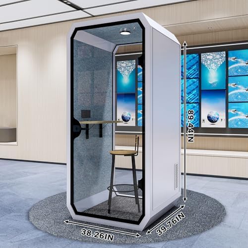 Office Pod Booth with Audio Privacy - Portable Sound Booth Includes Diamond Shaped Frame Design,Separate Room with Light,Fans, USB Port for Study,Telephone Booth(39.76IN) - Image 2