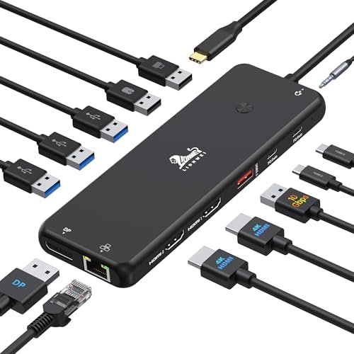 13-in-1 Docking Station Dual Monitor 4K LIONWEI USB C Hub for Laptop Mac by LIONWEI