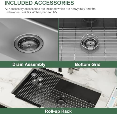 32 Inch Black Undermount 16 Gauge Stainless Steel Kitchen Sink - Image 4