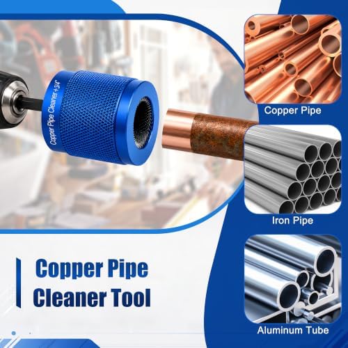 Windspeed 3+6P Copper Pipe Cleaner 1/2 3/4 & 1 in Drill Hex Shank Copper Fitting Cleaner with 3 Wire Bore Brushes 3 Replaceable Built in Brush Bars Cleaning Drill Attachment for Remove Pipes Rust - Image 6