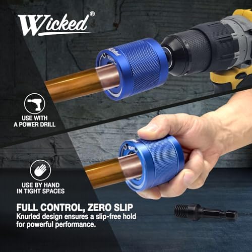 WICKED 1’’ Copper Pipe Cleaner, The Original Fully Repairable Extreme Duty, Professional Plumber’s Tool, Industrial Strength Aircraft Grade Aluminum, Tradesmen Quality/Durability - Image 4