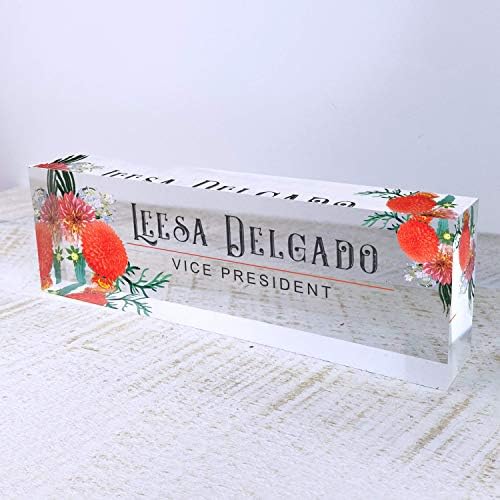 ARTBLOX Personalized Acrylic Desk Name Plate, Autumn Flowers Design - Image 5