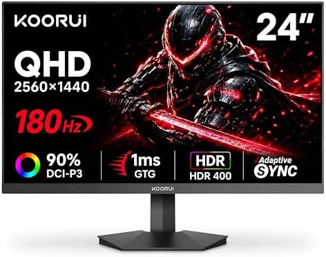 KOORUI 24 Inch 1440P Gaming Monitor, 180Hz Fast IPS, 1ms, HDR400, G2421V by KOORUI