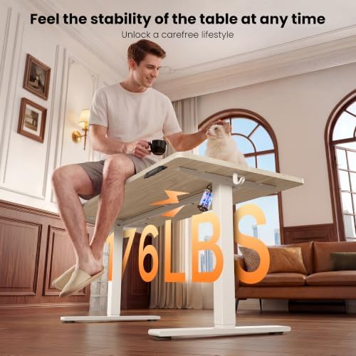 CubiCubi 63x28 Large Electric Standing Desk Height Adjustable, Light Walnut - Image 5
