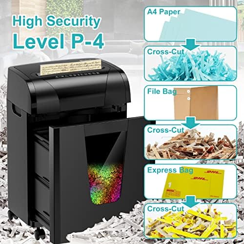 Woolsche Paper Shredder, 18-Sheet Cross Cut with 5.28-Gallon Pull Out Bin, P-4 Security Level, Shred Paper and Credit Card and CD, Durable&Fast with Auto Jam Proof System Shredder for Office - Image 3