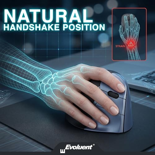 Evoluent – Inventor of the Vertical Mouse – VM4RW Ergonomic Vertical Mouse Right Hand Regular Size Wireless USB, Sculpted for Comfort, Reduces Wrist Strain, 4 Speeds, 6 Customizable Buttons in Windows - Image 2